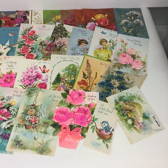 Vtg Lot 93 USED Get Well Greeting Cards Postcards Mix Scrapbooking Art Upcycle - Picture 6 of 10